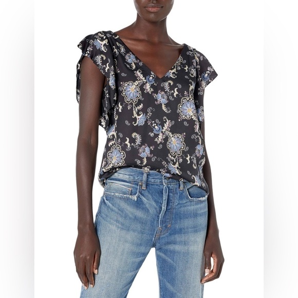 Rebecca Taylor flower print silk/viscose ruffle top - Picture 8 of 8